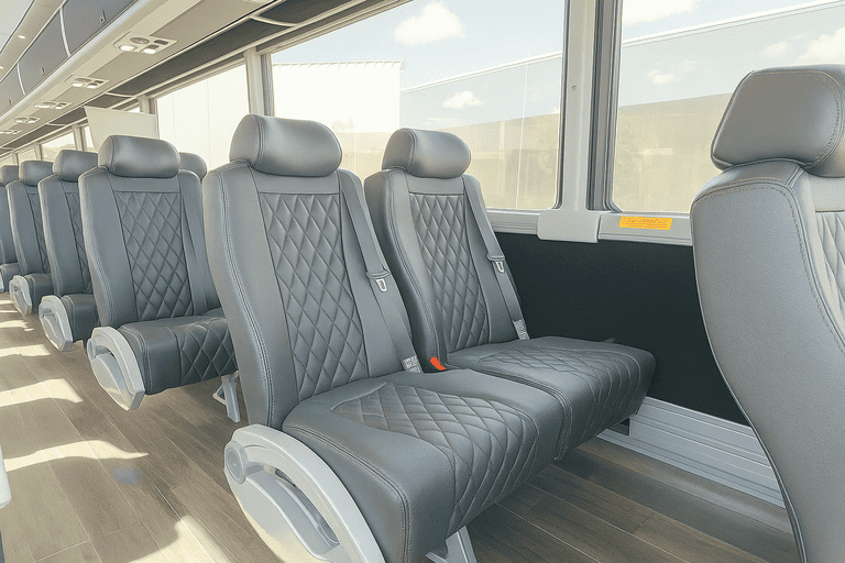 interior of Santa Fe Coach Bus Service charter bus