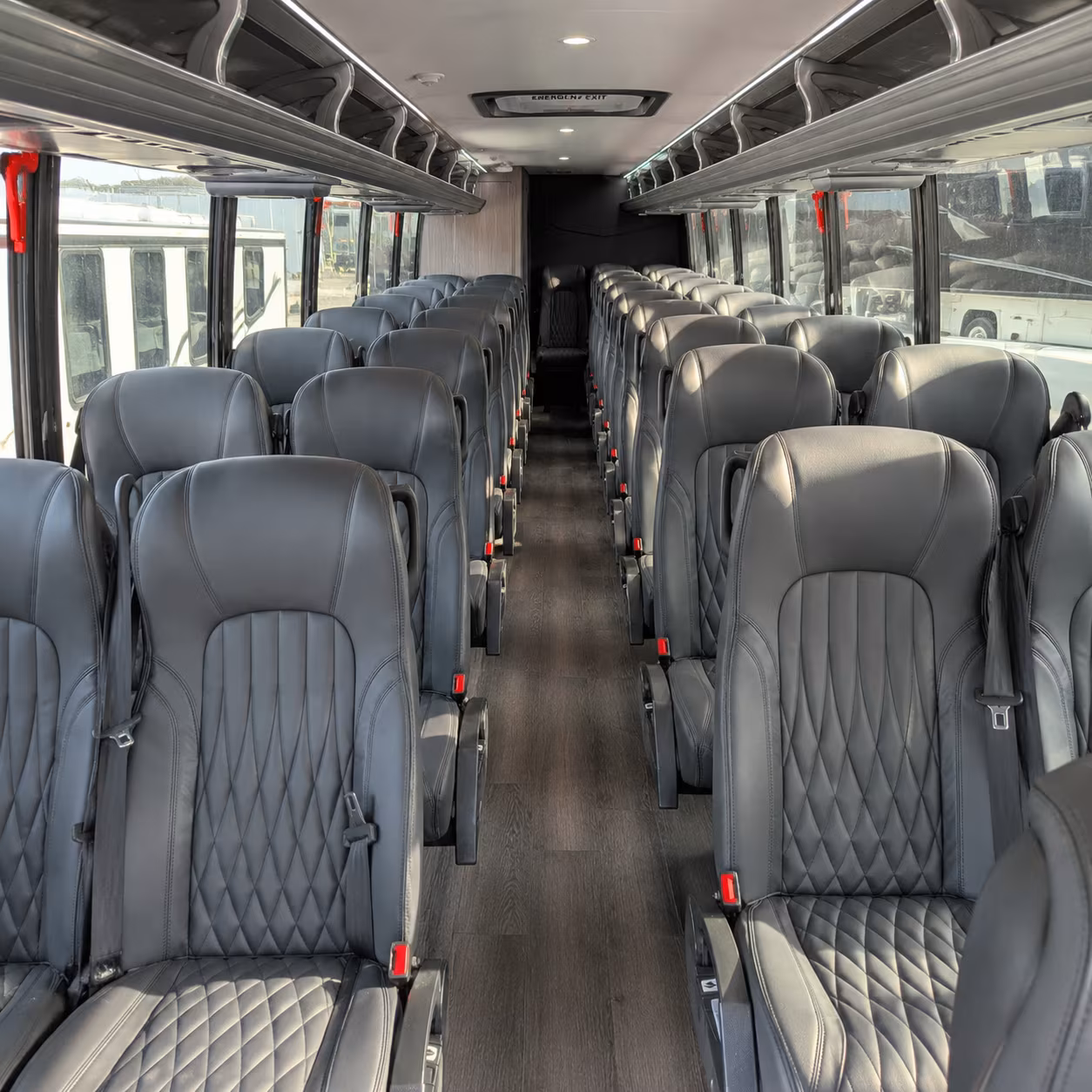minibuses for wedding party transportation along canyon road and the historic plaza