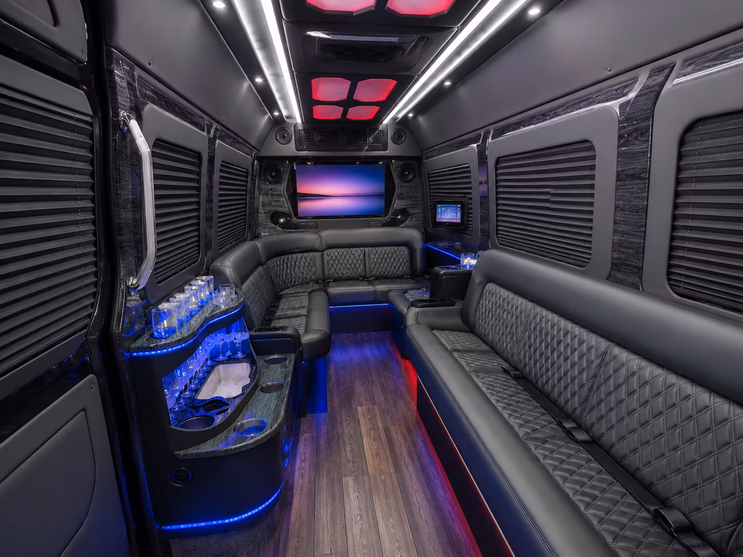 santa fe 30 passenger party bus inside
